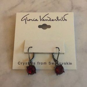 Gloria Vanderbilt red crystal dangle earrings
